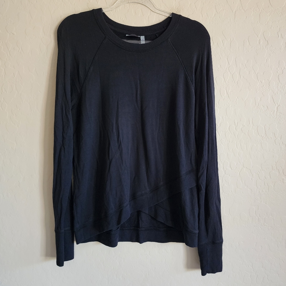 Athleta Cross Cross Sweatshirt Medium Black Modal Lougewear Athleisure